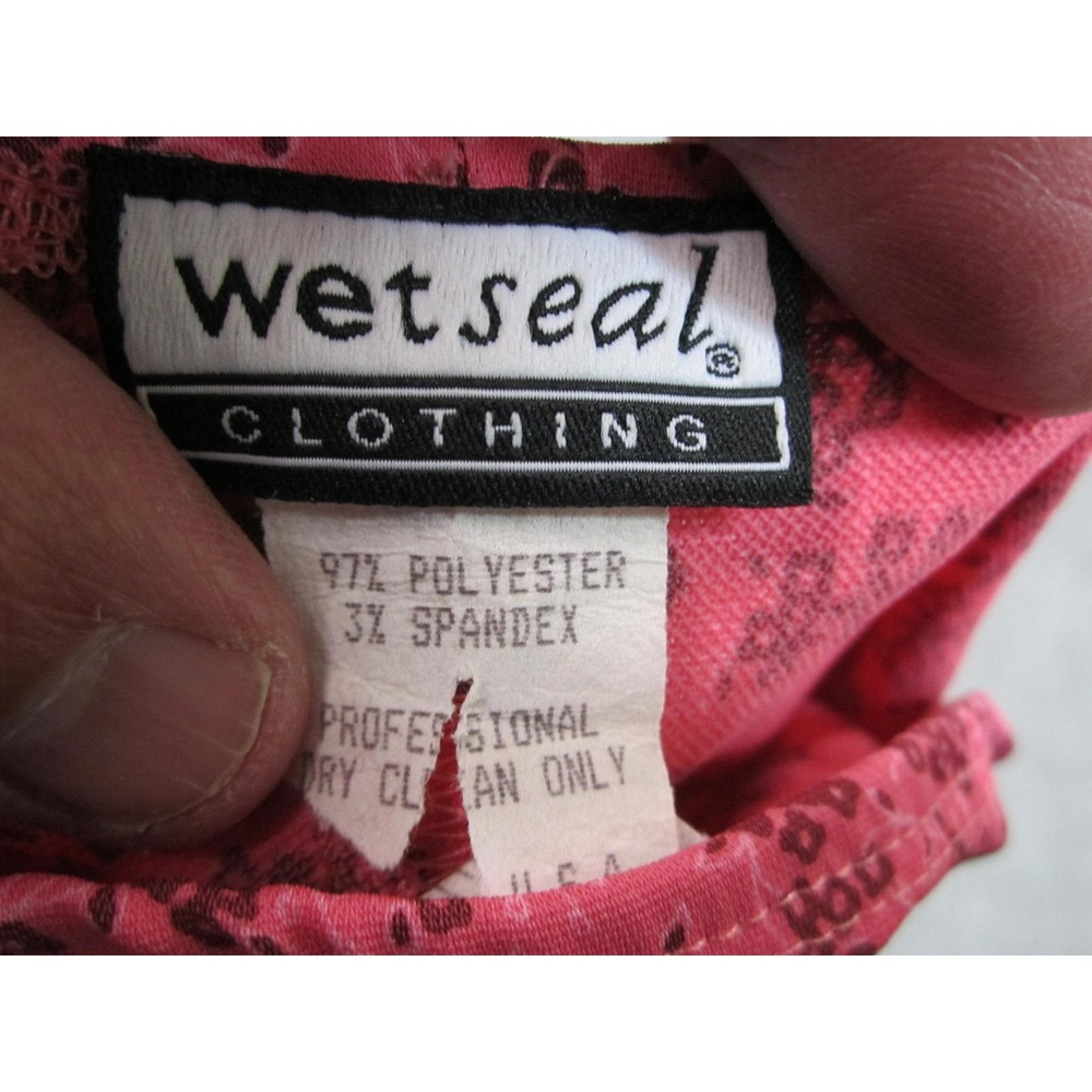 Wet Seal Pink Floral Mini Skirt Women's Large Y2K Stretch Slip Bodycon - Picture 7 of 8